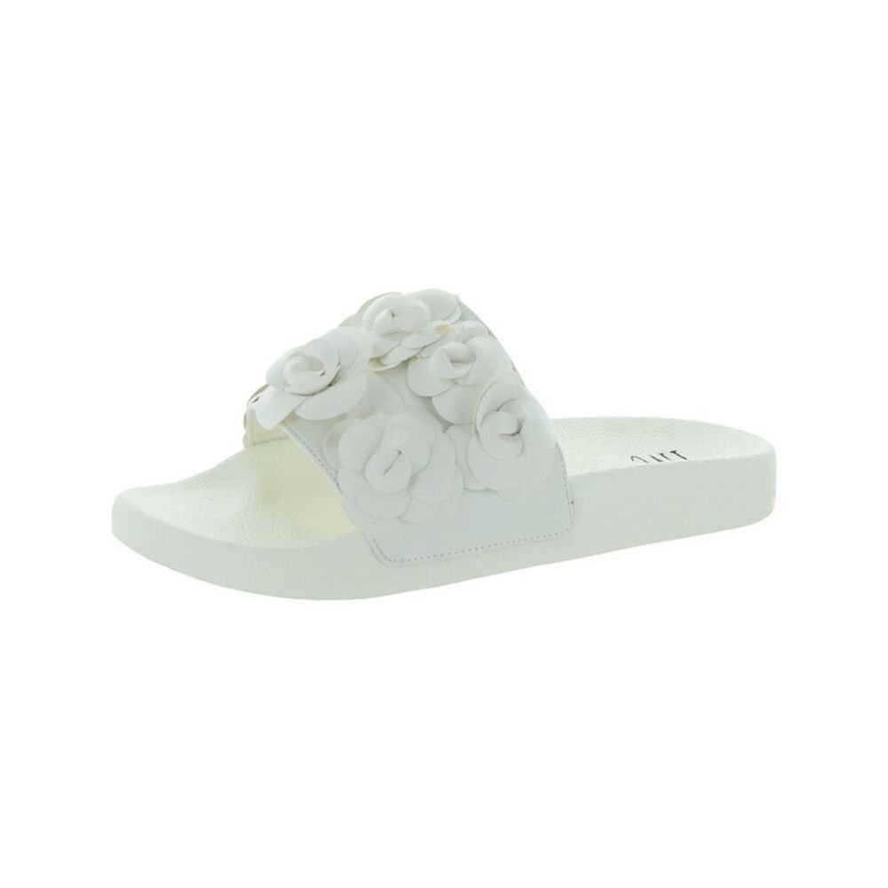 NWT INC Womens White Flower Peymin Round Toe Slip On Slide Sandals Shoes 6 M